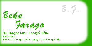 beke farago business card