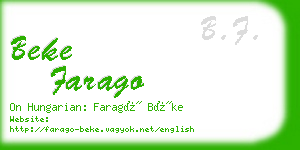 beke farago business card